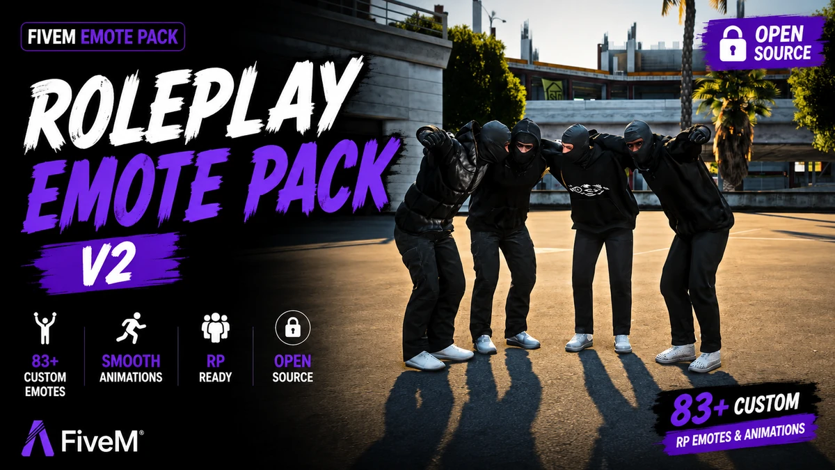 Roleplay Emote Pack V2 FiveM | 83+ Custom RP Emotes & Animations | Open Source